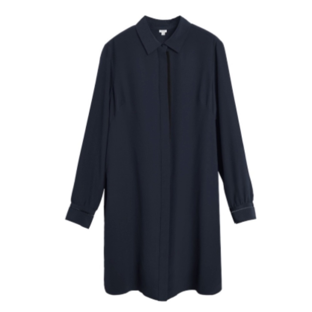 Cuyana Silk Shirt Dress - Navy, Size S, NWT